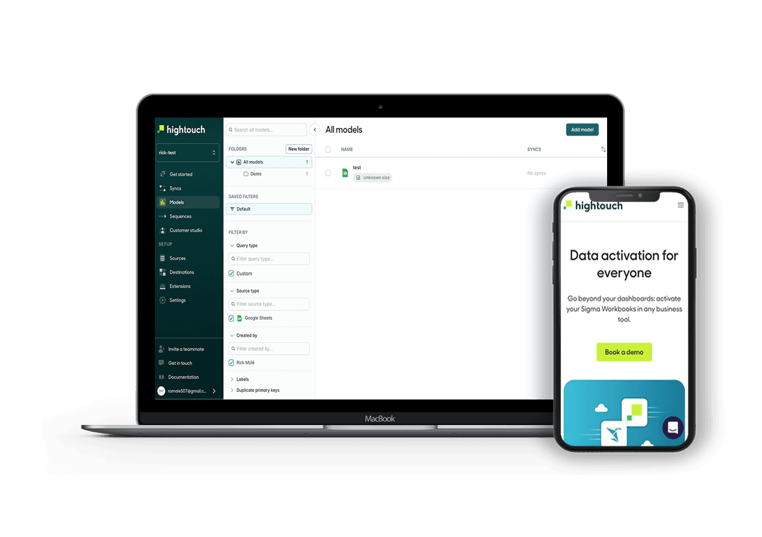 Hightouch website and application